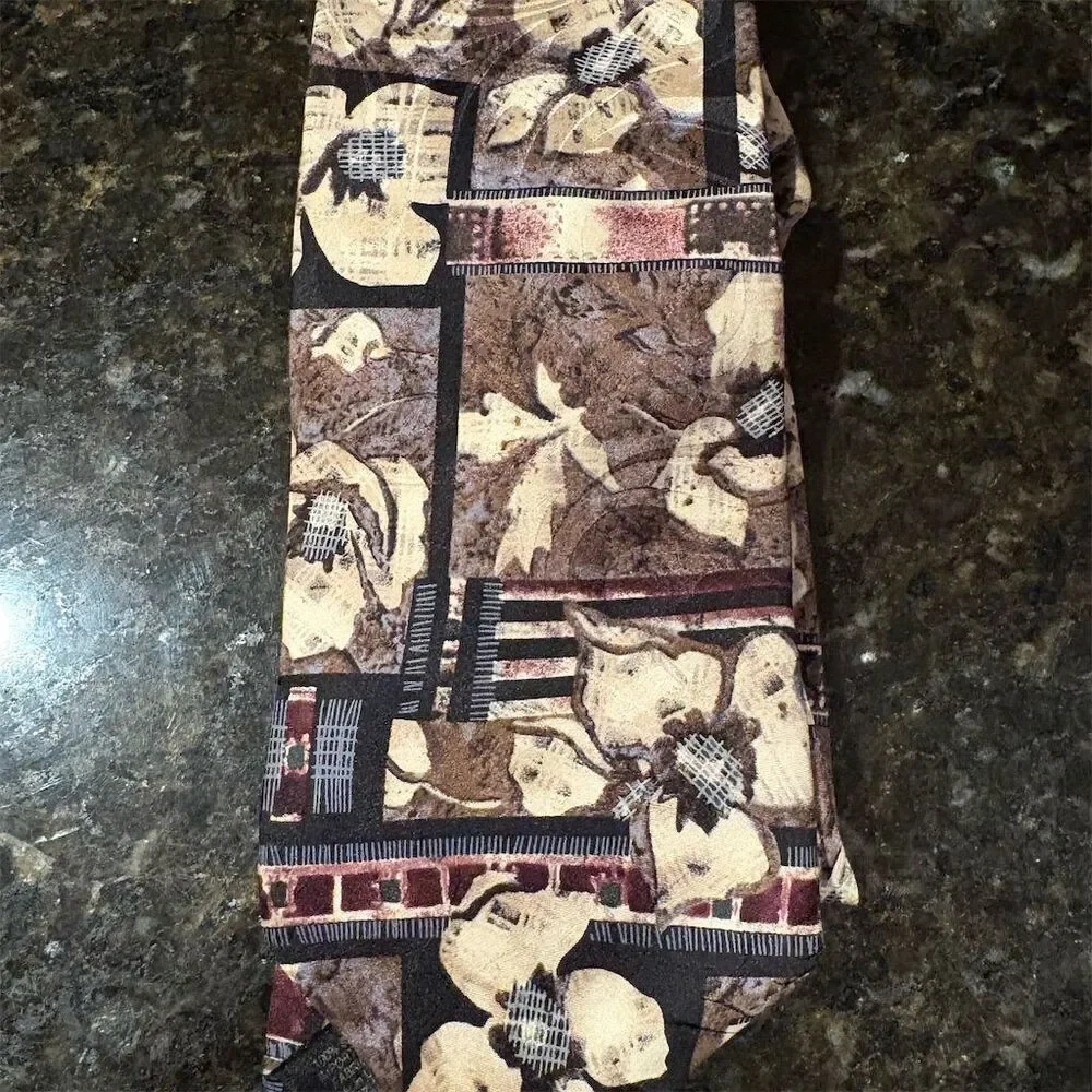 *3/$15 Natural Exchange Men's Silk Tie Multicolor Floral Design